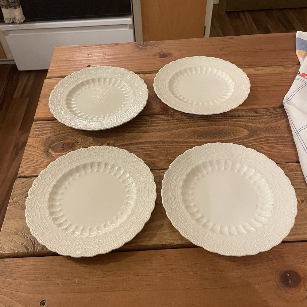Vintage Spode Jewel Cream 8" Salad Plates Set of 4 England Ceramic Pottery